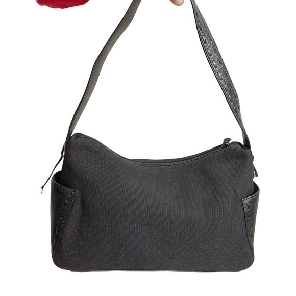 Fossil Black Canvas And Leather Bag
